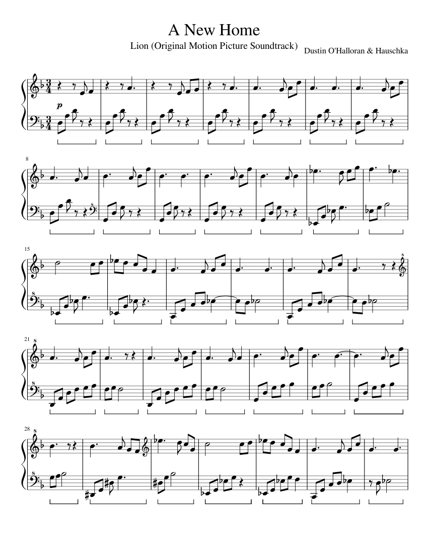A New Home - Lion (2016) Sheet Music for Piano (Solo) Easy | MuseScore.com