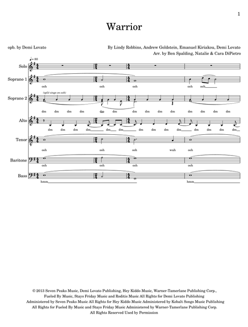 Warrior (Arr. Ben Spalding) - Demi Lovato (Choral, SATB divisi)