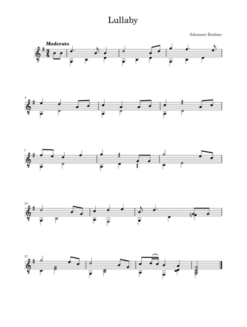 Lullaby Johannes Brahms