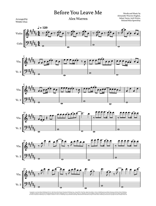 Before You Leave Me (Arr. Welder Dias) - Alex Warren (Instrumental Duet)
