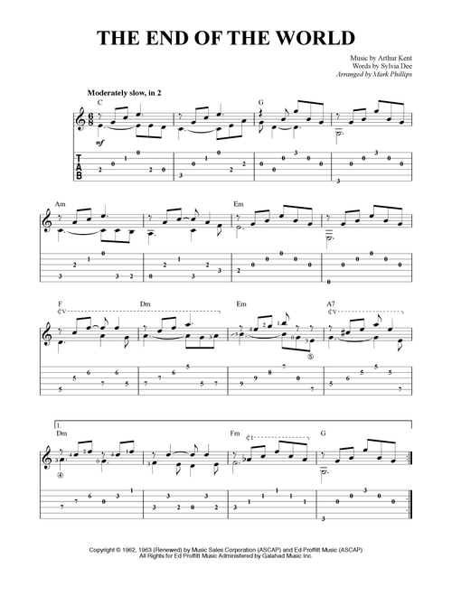 The End Of The World (Arr. Mark Phillips) - Skeeter Davis (Solo Guitar)