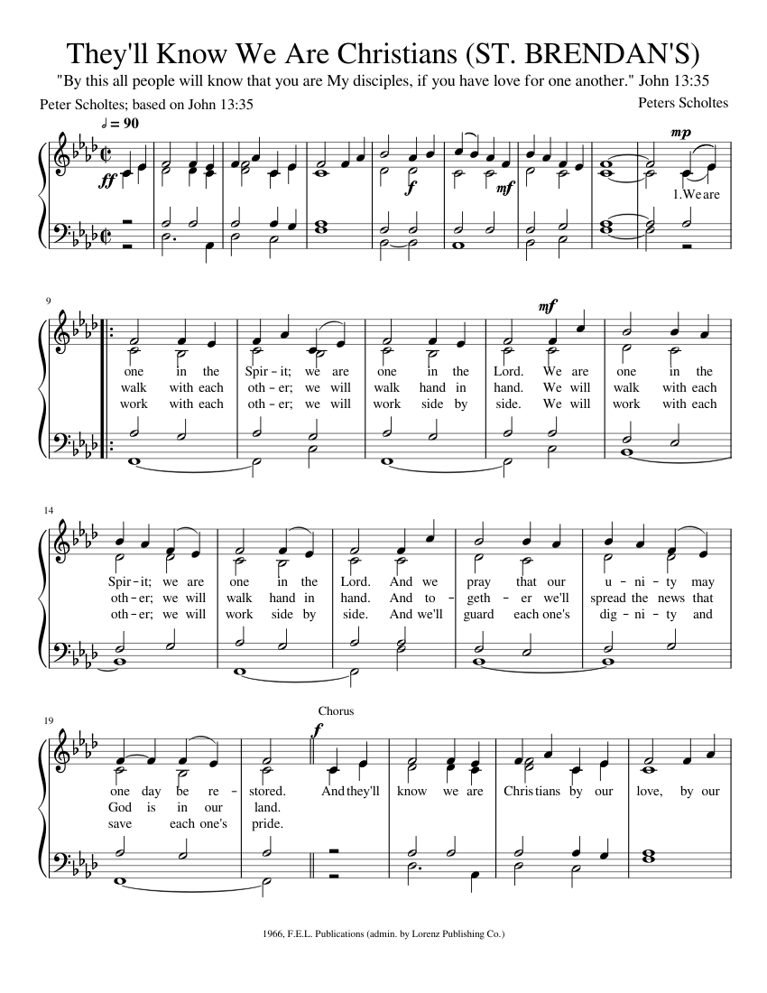 They&rsquo;ll Know We Are Christians (ST. BRENDAN&rsquo;S) Sheet music for 