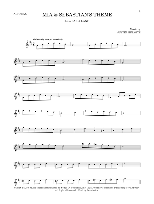 Mia & Sebastian's Theme (from La La Land) - Justin Hurwitz (Alto Sax Solo)