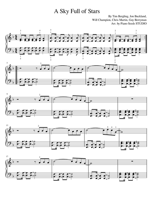 A Sky Full of Stars-Coldplay – Coldplay A Sky Full of Stars - Coldplay - TRANSPOSED - PIANO EASY