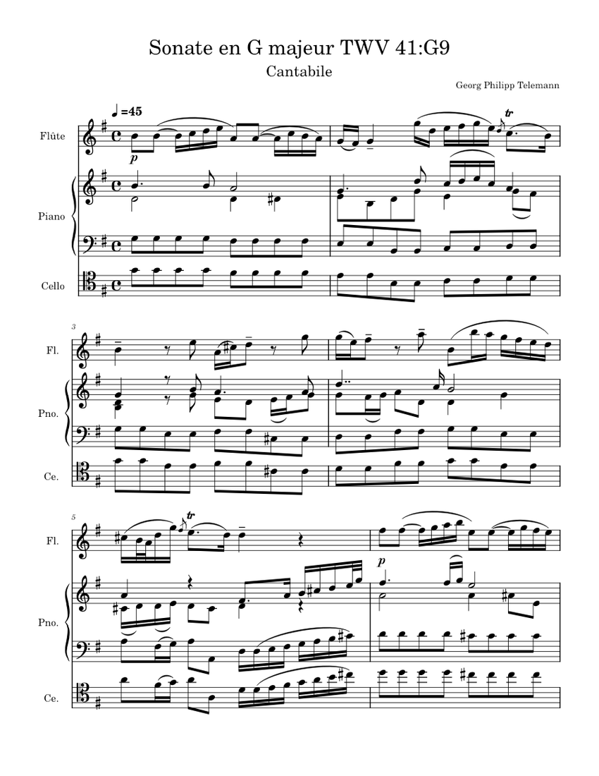 Flute Sonata in G major TWV 41G9 Cantabile Philipp Telemann Sonate en G majeur TWV 41
