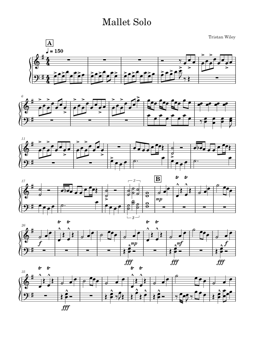 Mallet Solo - Tristan Wiley Sheet Music for Marimba (Solo) | MuseScore.com