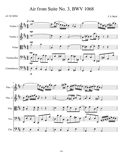Air 'on the G string', Orchestral Suite No. 3 in D major, BWV 1068 – Johann Sebastian Bach