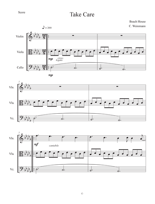 Take Care (Arr. Cody Weinmann- CJW Music) - Beach House (Small Ensemble)