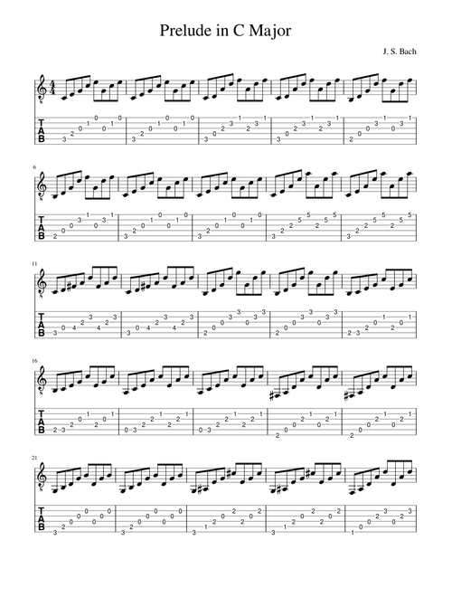Prelude in C Major-Bach guitar+TAB