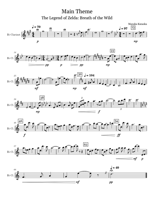 Main Theme // Breath of the Wild // Bb Clarinet