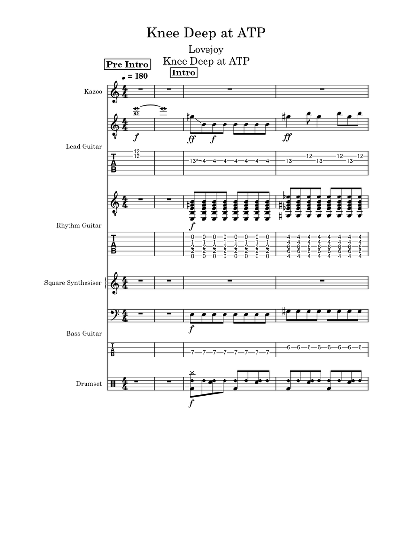 Knee Deep at ATP – Lovejoy Sheet Music and Tab for Kazoo
