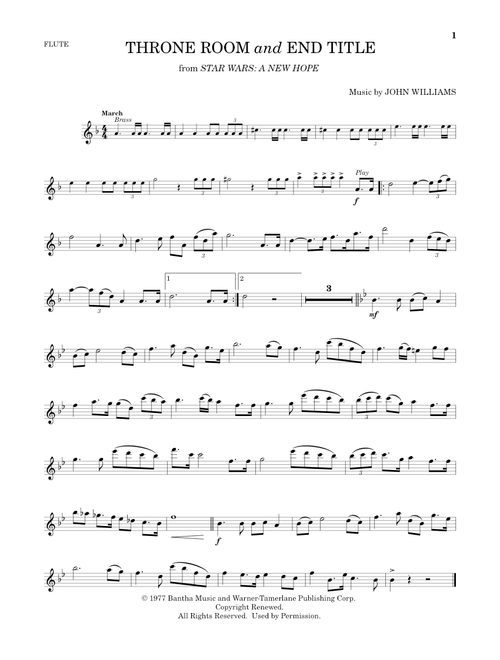 Throne Room and End Title (from Star Wars: A New Hope) - John Williams (Flute Solo)