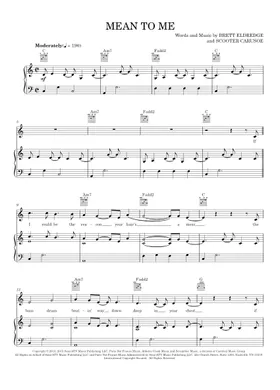 Free Mean To Me by Brett Eldredge sheet music | Download PDF or Free Mean To Me by Brett Eldredge sheet music | Download PDF or