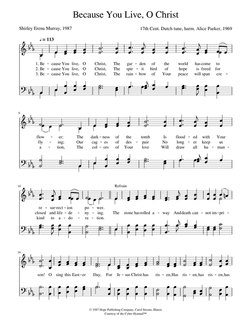 Because you live, o christ - Alice Parker