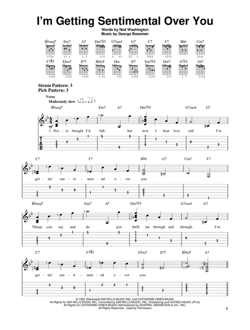 I'm Getting Sentimental Over You - Ned Washington (Easy Guitar with TAB)