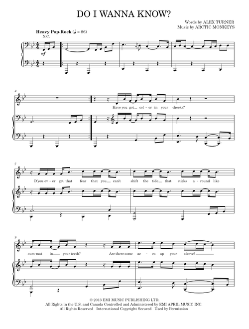 Do i wanna know - Arctic Monkeys (Piano-Vocal-Guitar)