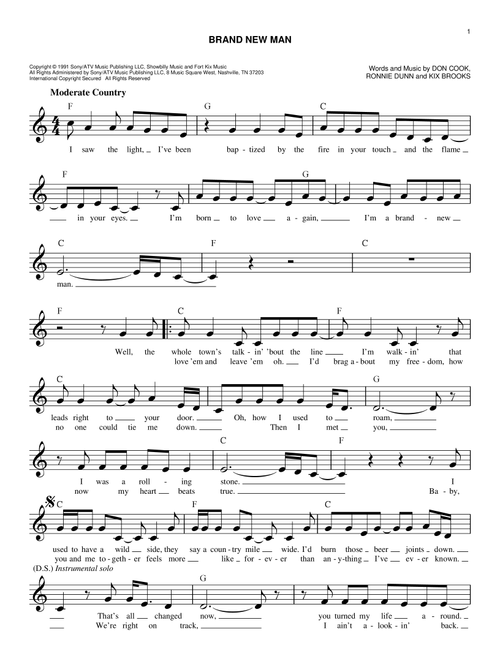 Brand New Man - Brooks & Dunn (Easy Lead Sheet - Fake Book)