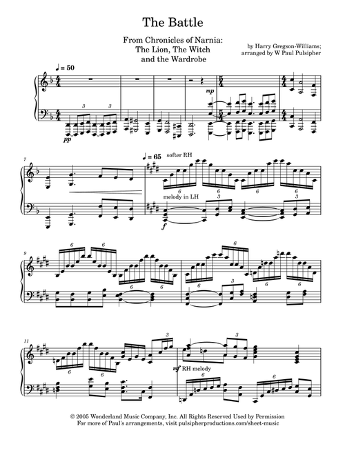 The Battle (Arr. W Paul Pulsipher) - Harry Gregson-Williams (Piano Solo)