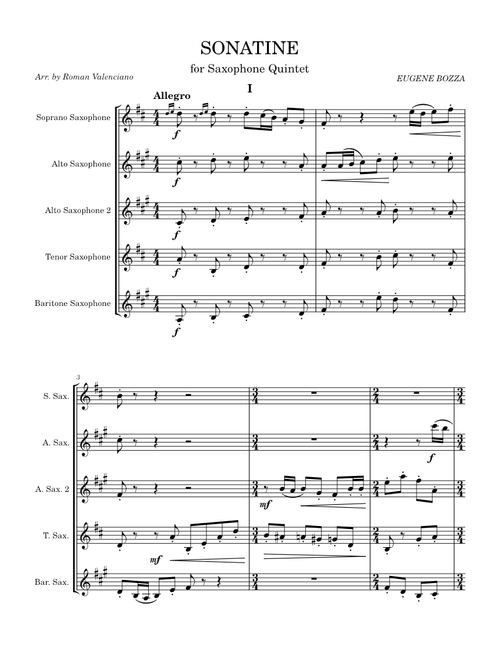 Eugene Bozza "Sonatine" for Saxophones (mvt. I and III)