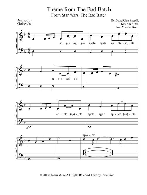 Star Wars; The Bad Batch (Arr. Chelsey Joy) - Sean Michael Kiner, Kevin D Kiner, David Glen Russell (Easy Piano)