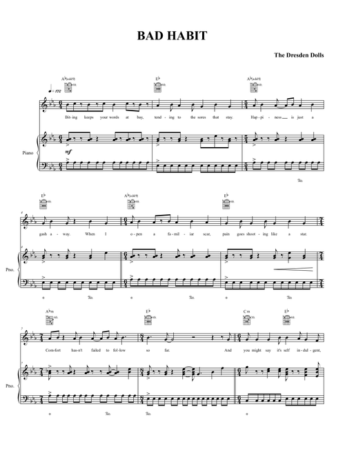 Bad Habit - The Dresden Dolls, Amanda Palmer (Piano-Vocal-Guitar)