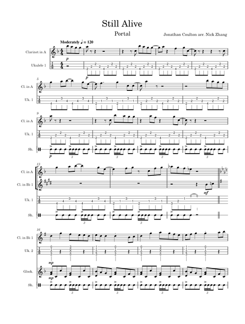 Still Alive - Jonathan Coulton arr. Nick Zhang
