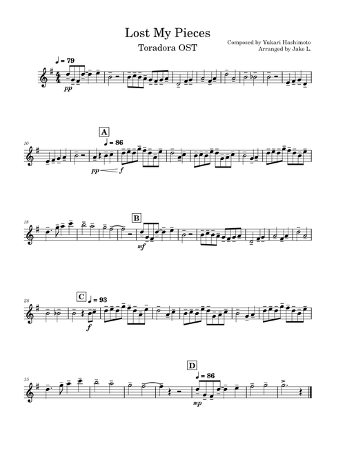 Lost My Pieces – Yukari Hashimoto for Clarinet B♭