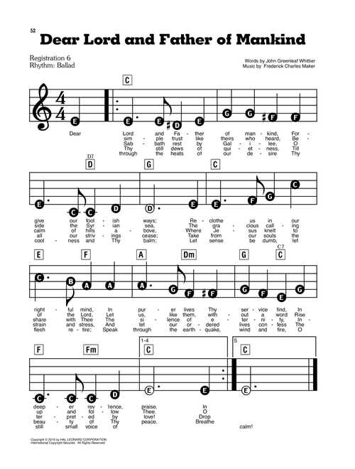 Dear Lord And Father Of Mankind - John Greenleaf Whittier and Frederick Charles Maker, Frederick Charles Maker, John Greenleaf Whittier (E-Z Play Today)