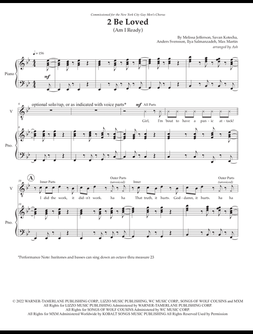 2 Be Loved (am I Ready) (Arr. Ash) - Lizzo (Choral, TTBB)