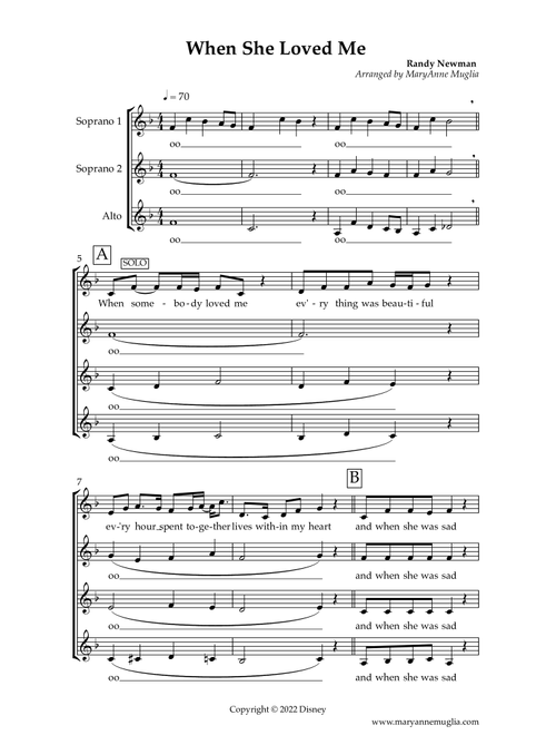 When She Loved Me (Arr. MaryAnne Muglia) - Randy Newman (Choral, SSA)