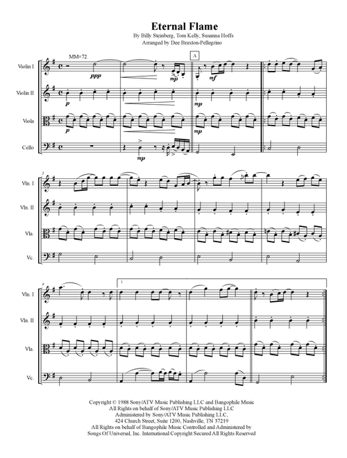 Eternal Flame (Arr. Dee Braxton-Pellegrino) - Bangles (String Quartet)