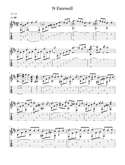 N's farewell guitar tab