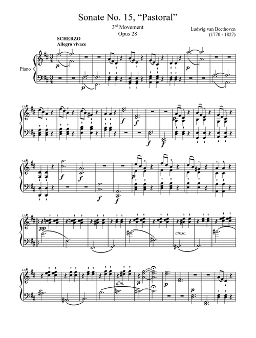 Sonate No. 15, “Pastoral” 3rd Movement