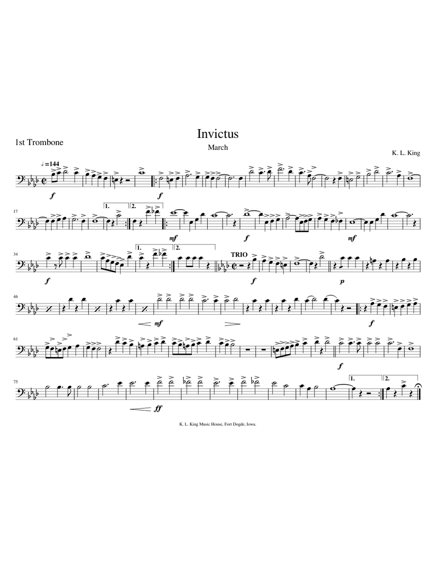 Invictus Sheet music for Trombone Solo Musescore