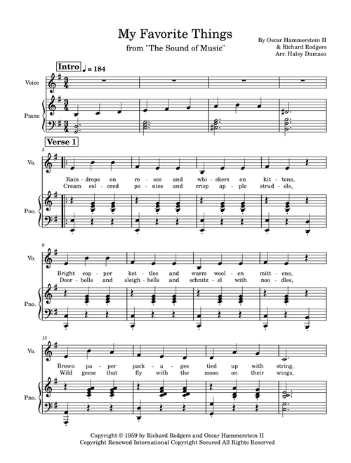 My Favorite Things (Arr. Haley Damaso) - Julie Andrews (Piano Vocal)
