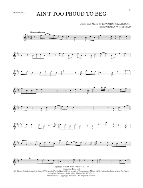 Ain't Too Proud To Beg - The Temptations (Tenor Sax Solo)