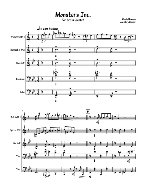 Monsters Inc. (Arr. Rory Mosher) - Randy Newman (Brass Ensemble)