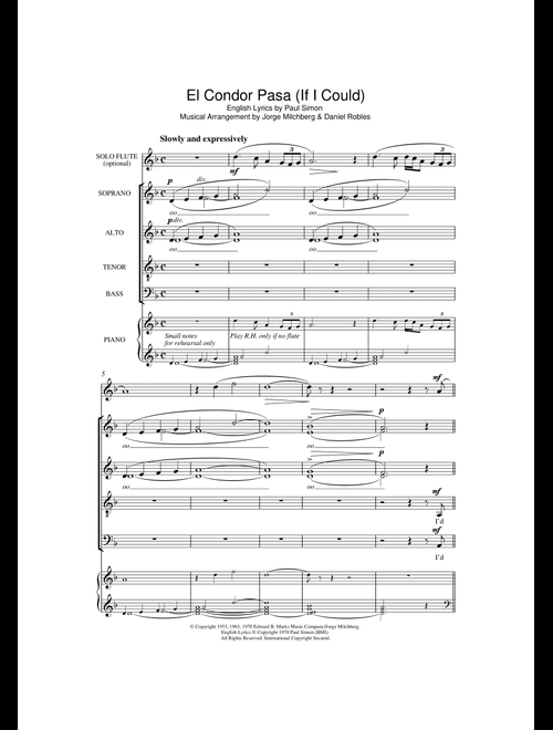 El Condor Pasa (If I Could) (arr. William Reed) - Simon & Garfunkel (Choral, SATB)