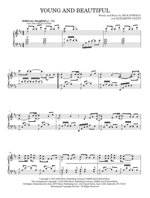 Young And Beautiful - Lana Del Ray, Lana Del Rey (Piano Solo)