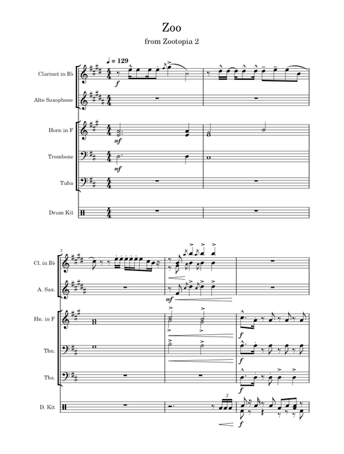 Zoo – Shakira[for wind  ensemble]