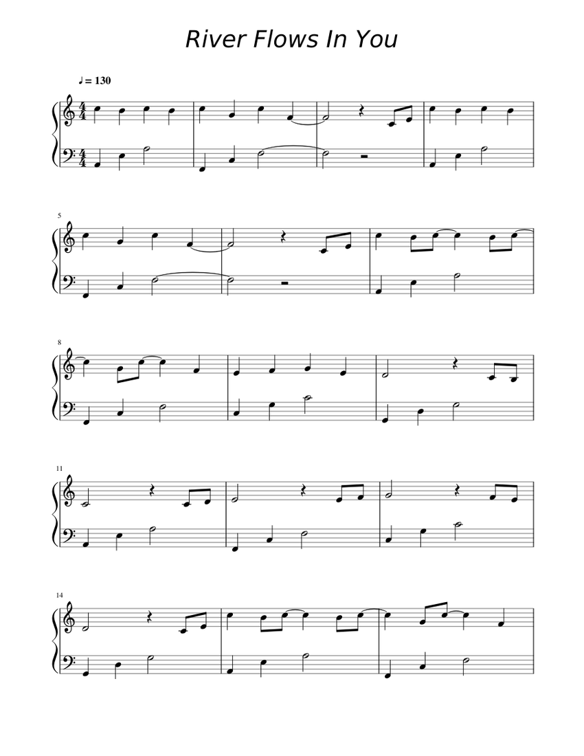 River Flows In You Sheet Music for Piano (Solo) easy | MuseScore.com