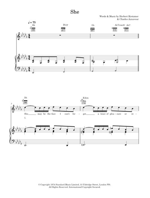 She - Elvis Costello (Piano-Vocal-Guitar (Piano Accompaniment))