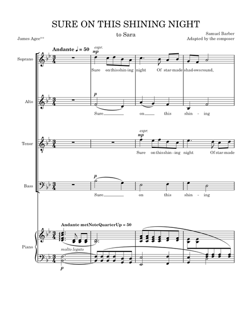 Sure On This Shining Night, Op. 13, No. 13 – Samuel Barber