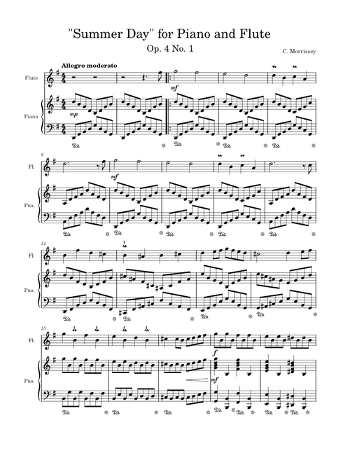 "Summer Day" 3 Pieces for Piano and Flute Op. 4 No. 1