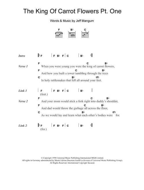The King Of Carrot Flowers Pt. One - Neutral Milk Hotel (Guitar Chords-Lyrics)