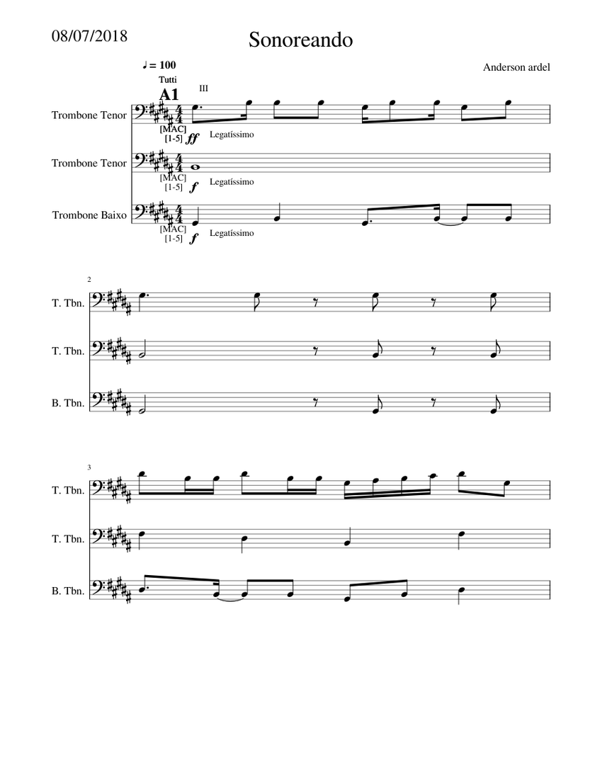 sonoreando Sheet music for Trombone tenor, Trombone bass (Mixed Trio ...