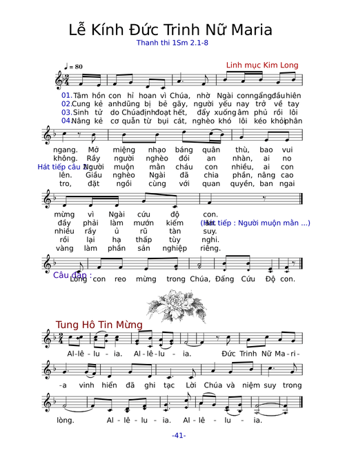 41. Lễ kính Đức Maria - Thanh thi 1Sm 2.1-8 – Lm. Kim Long