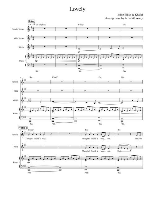 Lovely (Billie Eilish feat. Khalid) - Vocal Duet/Piano/Violin/Drums