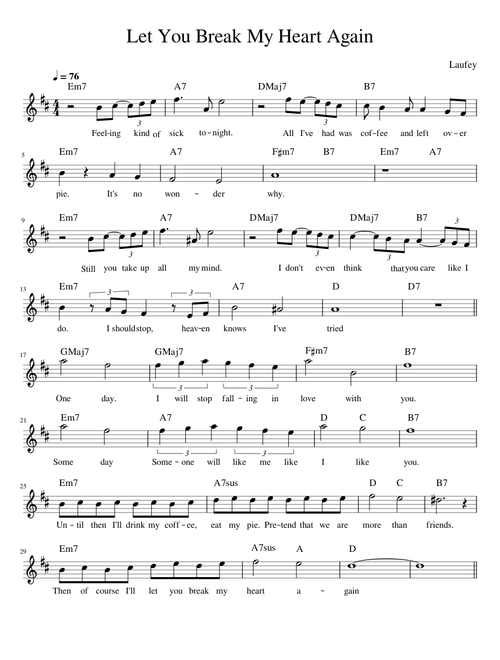 Let You Break My Heart Again – Laufey (Lead Sheet)