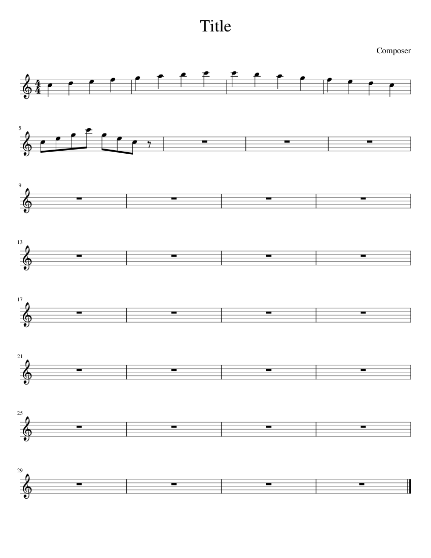 C Major Scale Sheet Music for Piano (Solo) easy | MuseScore.com